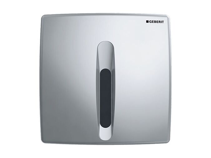 Geberit Basic ovládání splachování pisoáru s elektronickým spuštěním splachování, napájení ze sítě, krycí deska plast chrom mat