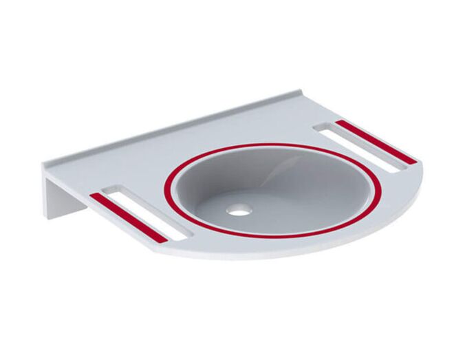 Geberit Publica umyvadlo bezbariérové s výřezy, pro mentálně postižené, rozměr 60x55 cm, bez otvoru pro baterii, bez přepadu, bílá