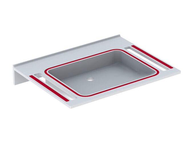 Geberit Publica umyvadlo bezbariérové s vyřezy, pro mentálně postižené, rozměr 70x55 cm, bez otvoru pro baterii, bez přepadu, bílá