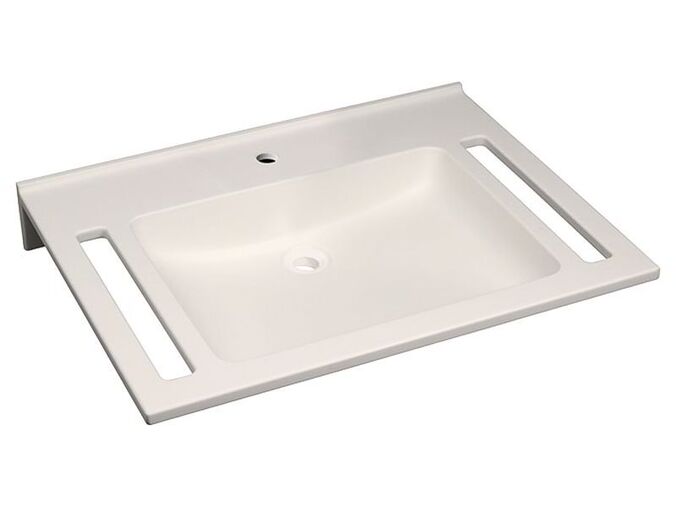 Geberit Publica umyvadlo s výřezy 70x55 cm, otvor pro baterii uprostřed, bez přepadu, alpská bílá