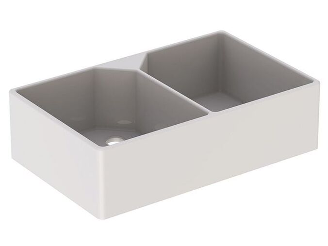 Geberit Publica víceúčelové umyvadlo se dvěma výlevkami 90x56 cm, bez otvoru pro baterii, bez přepadu, bílá
