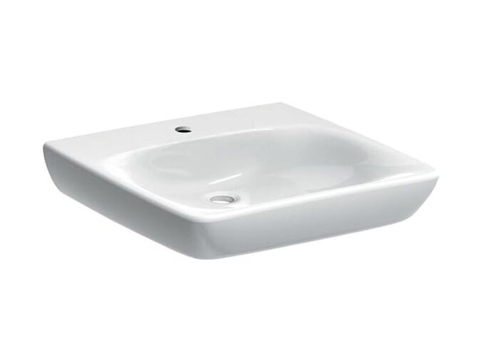 Geberit Selnova Comfort bezbariérové umyvadlo 55x55 cm, s otvorem pro baterii, bez přepadu, bílá