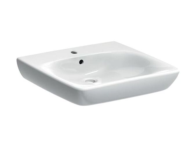 Geberit Selnova Comfort bezbariérové umyvadlo 55x55 cm, s otvorem pro baterii, s přepadem, bílá