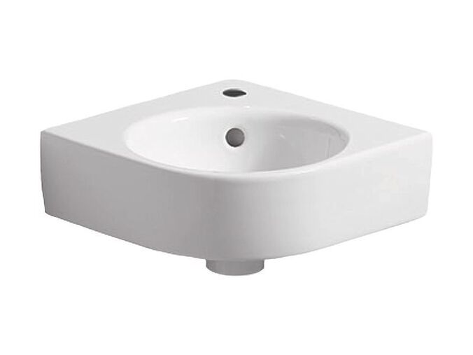 Geberit Selnova Compact rohové umývátko 45x39,5x15,5 cm, s otvorem pro baterii, s přepadem, bílá
