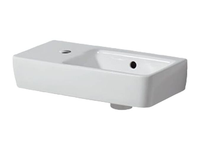 Geberit Selnova Compact umývátko 50x25 cm, s otvorem pro baterii vlevo, s přepadem, bílá