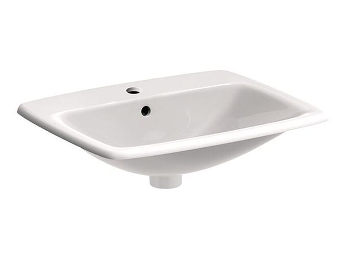 Geberit Selnova Square zápustné umyvadlo 55x45 cm, s otvorem pro baterii, s přepadem, bílá