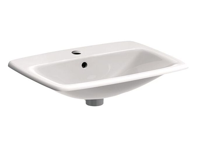 Geberit Selnova Square zápustné umyvadlo 60x45 cm, s otvorem pro baterii, s přepadem, bílá