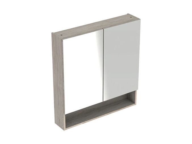 Geberit Selnova Square zrcadlová skříňka 85x78,8x17,5 cm, ořech hickory světlá/melamin struktura dřeva