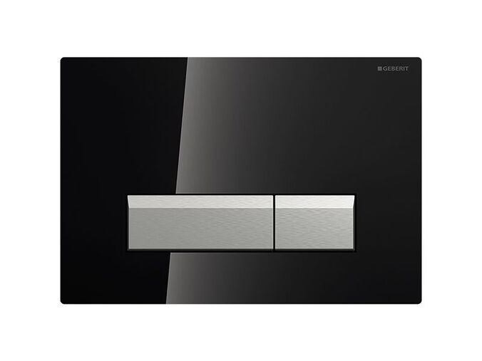 Geberit Sigma40 ovládací tlačítko, pro 2 množství splachování, s integrovaným odsáváním zápachu, černé sklo/kartáčovaný hliník
