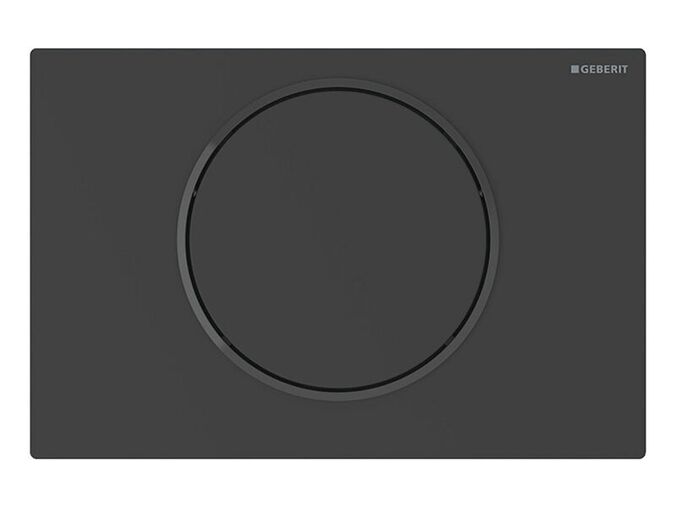 Geberit Sigma10 elektronické ovládací tlačítko, bateriové napájení, rádiově ovládané, 1 množství splachování, pro podpěru, černá mat, povrch easy-to-clean