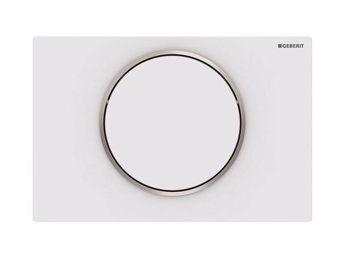 Geberit Sigma10 ovládací tlačítko, pro splachování Start/Stop, lakovaná bílá matná easy-to-clean/nerez ocel leštěná