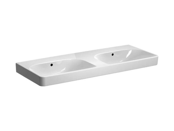Geberit Smyle Square dvojumyvadlo 120x48 cm, bez otvoru pro baterii, s přepadem, bílá