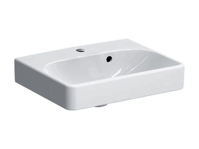 Geberit Smyle Square umývátko 45x36x16 cm, otvor pro baterii, s přepadem, bílá