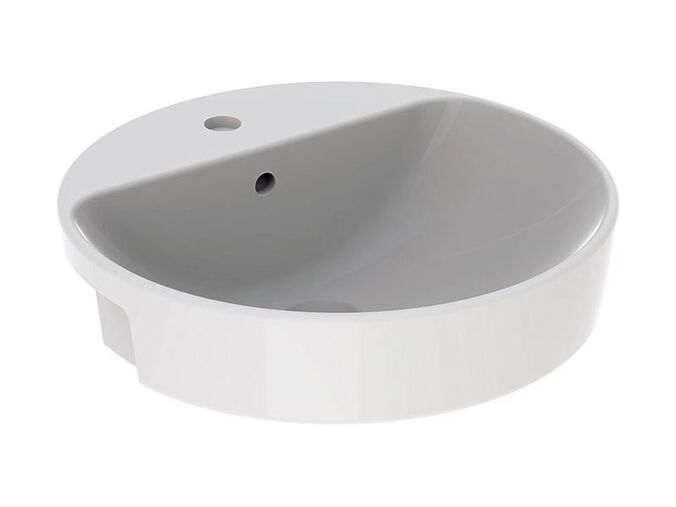 Geberit VariForm kulaté umyvadlo polozápustné 50x50cm, s přepadem, s otvorem pro baterii, bílá
