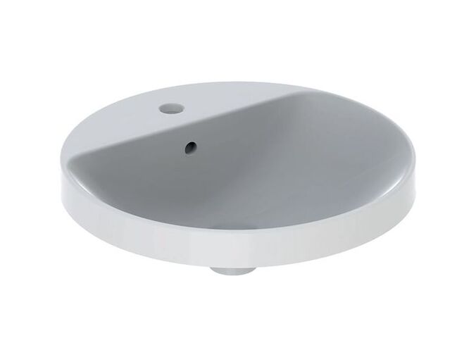 Geberit VariForm kulaté umyvadlo zápustné 48x48 cm, s přepadem, s otvorem pro baterii, bílá