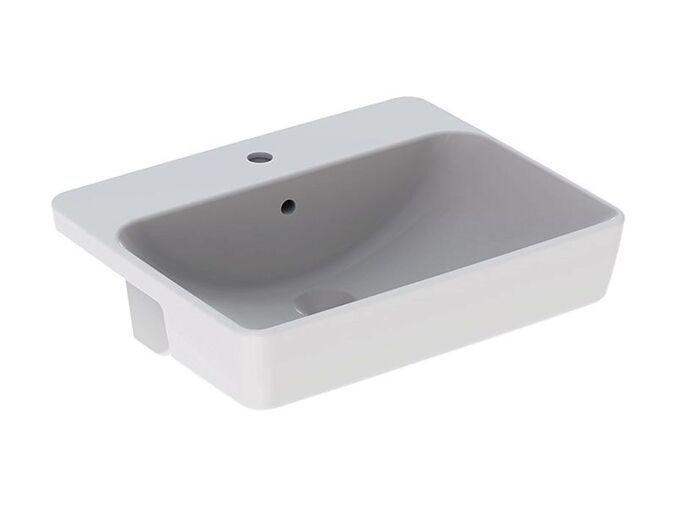 Geberit VariForm pravoúhlé umyvadlo polozápustné 55x45 cm, s přepadem, bílá