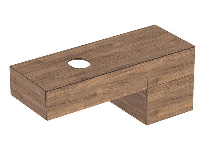 Geberit VariForm skříňka pod umyvadlo na desku 135x51 cm, se 3 zásuvkami, ořech