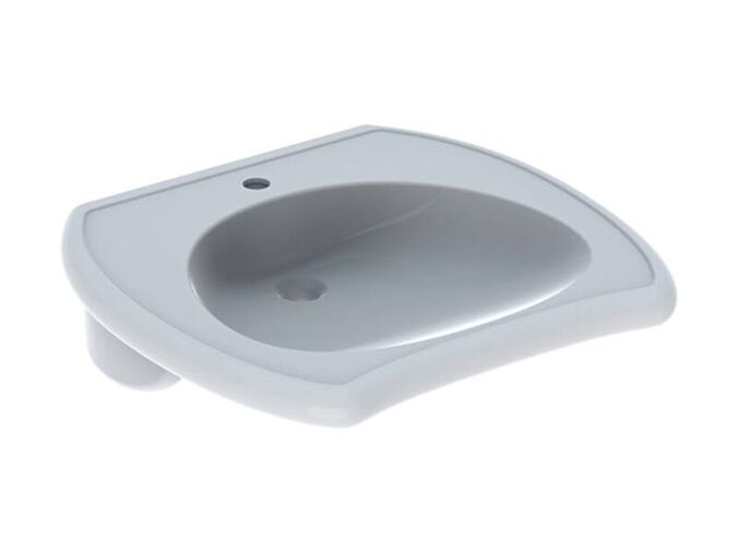 Geberit Vitalis bezbariérové umyvadlo 65x60 cm, otvor pro baterii, bez přepadu, bílá