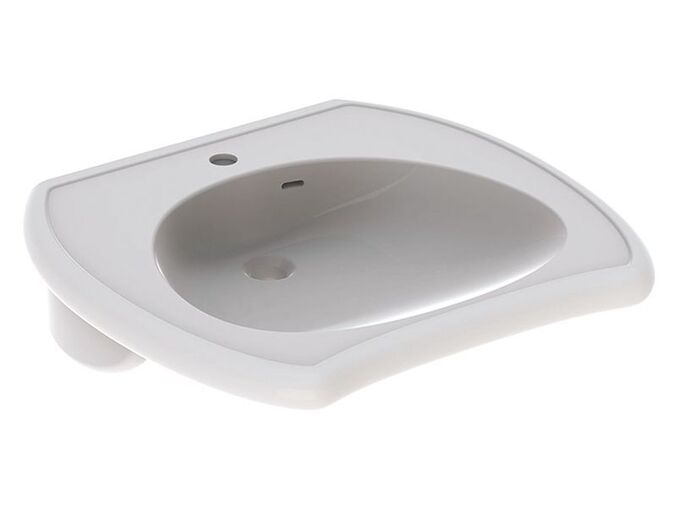 Geberit Vitalis bezbariérové umyvadlo 65x60 cm, otvor pro baterii uprostřed, s přepadem, bílá