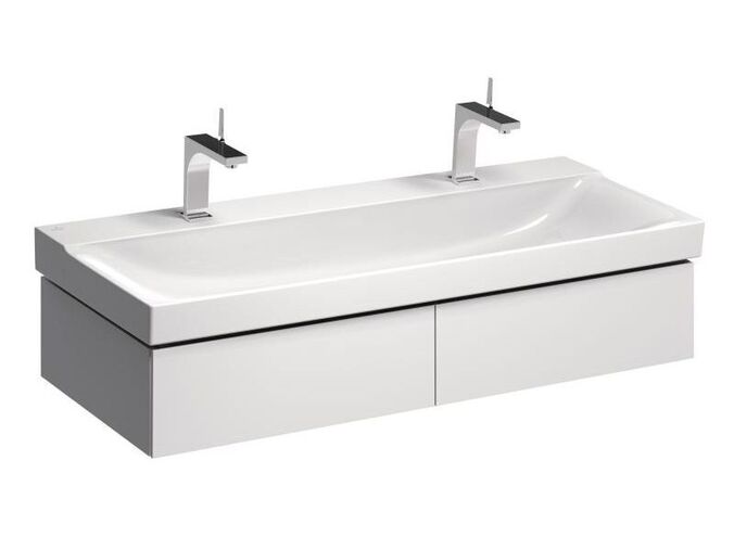 Geberit Xeno² skříňka pod umyvadlo o šířce od 120 cm, se dvěma zásuvkami 117,4x46,2x22 cm, lakovaná s vysokým leskem, bílá