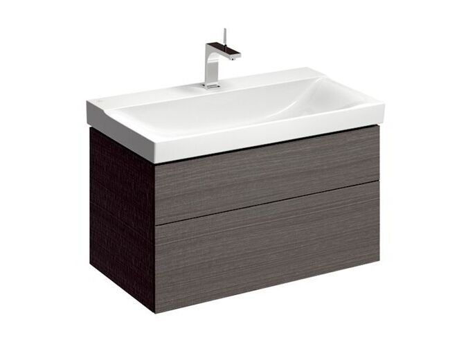 Geberit Xeno² skříňka pod umyvadlo, se dvěma zásuvkami 88x46,2x53 cm, melamin struktura dřeva, šedá scultura