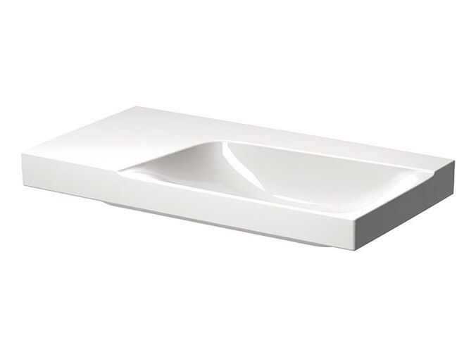 Geberit Xeno² umyvadlo 90x48 cm, bez otvoru pro baterii, bez přepadu, odkládací plocha vlevo, KeraTect, bílá