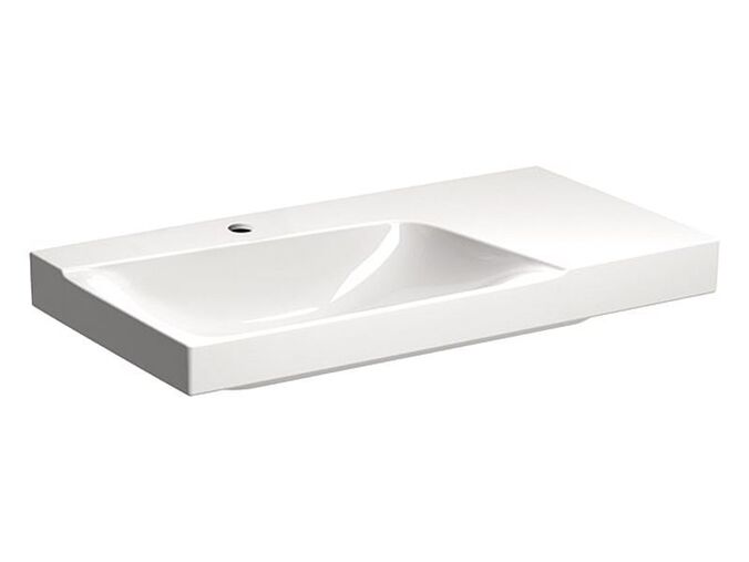 Geberit Xeno² umyvadlo 90x48 cm, s otvorem pro baterii, bez přepadu, odkládací plocha vpravo, KeraTect, bílá