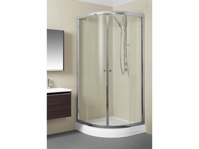 Riho LUCENA čtvrtkruhový sprchový kout, 100x100/195cm, leštěný hliníkový profil, čiré sklo 