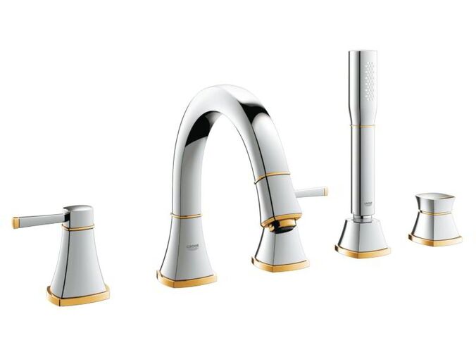 Grohe Grandera Baterie na okraj vany, 5-otvorová instalace, chrom/zlato