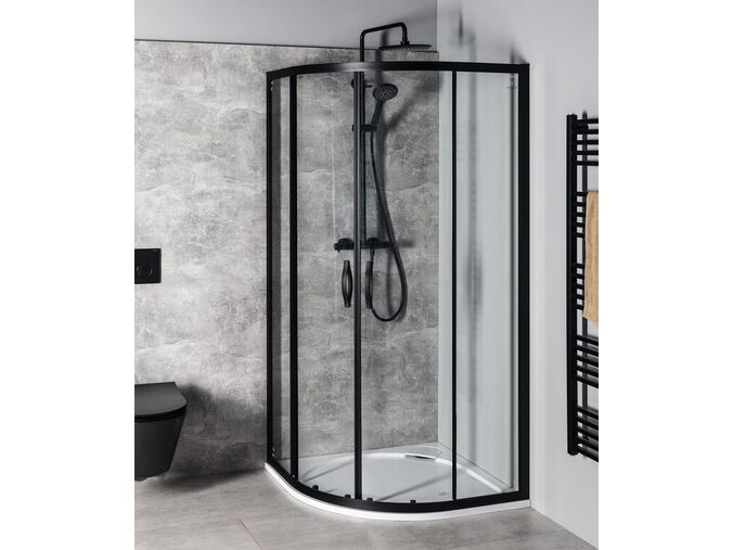 Gelco SIGMA SIMPLY BLACK čtvrtkruhová sprchová zástěna 900x900 mm, R550, čiré sklo
