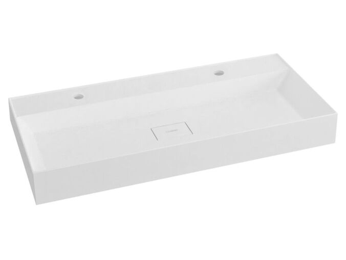 Sapho GODIVA umyvadlo, litý mramor, 96x44cm, 2 otvory pro baterii, bílá