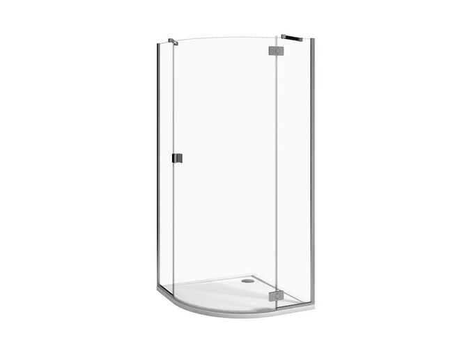 Jika PURE čtvrtkruhový sprchový kout bezrámový 90/195cm, R550, transparentní sklo s Jika perla Glass