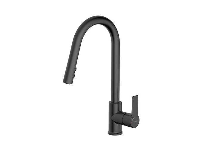 Jika Ponta Style Dřezová páková baterie, vytahovací sprška, 2 proudy, Cold Start, černá mat