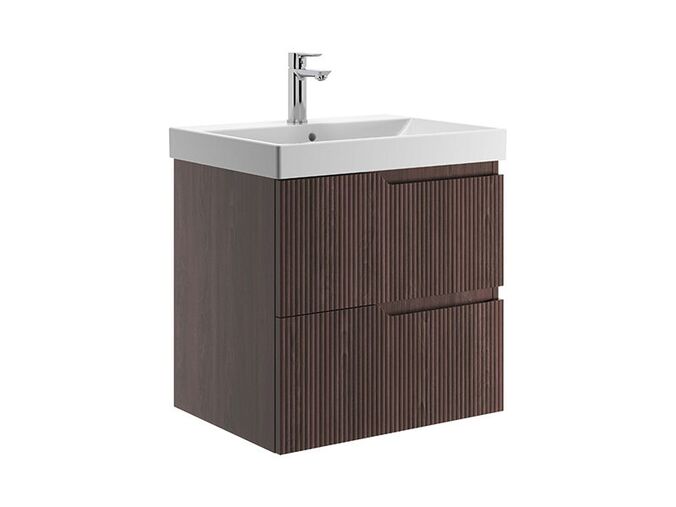 Jika Cubito style Skříňka pod umyvadlo 56,5x46,5 cm, 2 zásuvky, tmavý ořech