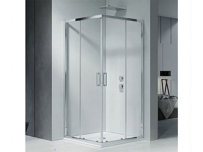 Riho Hamar Čtvercový sprchový kout 90x90x200 cm, chrom, Riho-Shield, čiré sklo