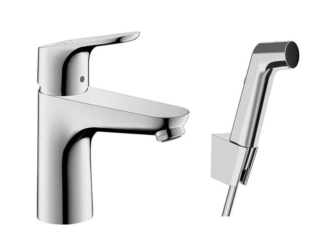 Hansgrohe Focus Umyvadlová baterie 100, s ruční sprchou Bidette, chrom