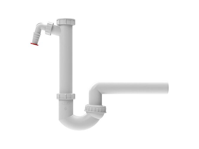 HL Dřezová zápachová uzávěrka DN50x6/4”s přípojkou pro pračku nebo myčku nádobí se zpětným uzávěrem a stavitelným kulovým kloubem