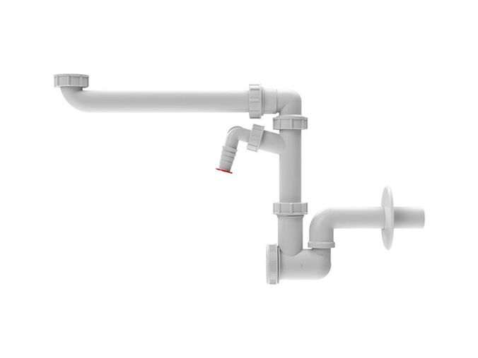 HL Umyvadlová zápachová uzávěrka do nábytku, ležatý odtok DN40x5/4