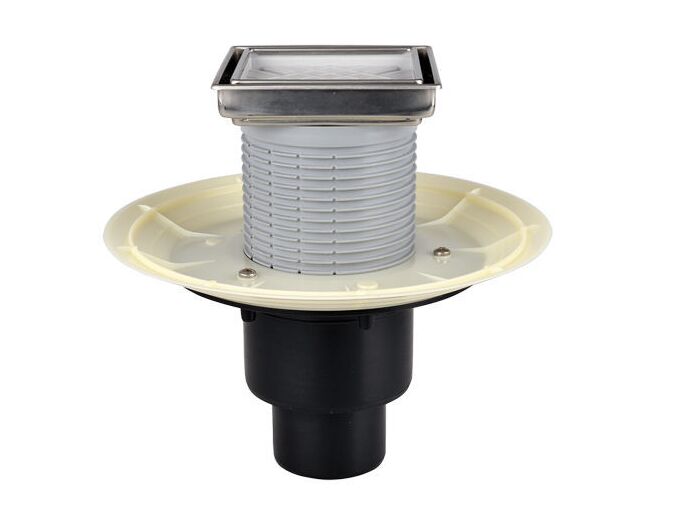 HL Podlahová vpust se svislým odtokem DN50/75/110, nerez 121x 121mms krytem pro vlepení dlažby
