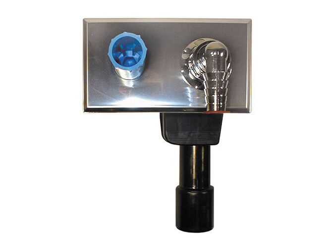 HL Podomítková zápachová uzávěrka DN40/50 pro pračky a myčky s připojením rozvodu vody, krycí deska 180x110mm