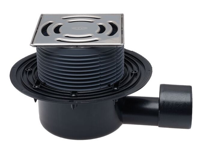HL Podlahová vpust DN50/75, vodorovný odtok 145x145mm systém klick-klack