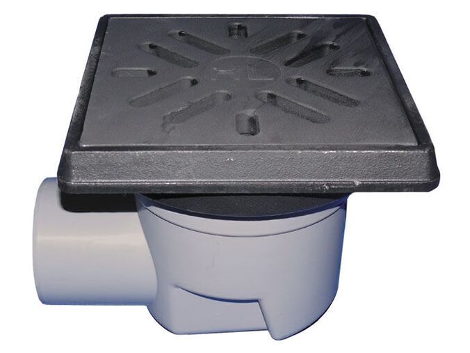 HL PerFEKT dvorní vtok DN110 s vodorovným odtokem plast 240x240mm/litina 226x226mm