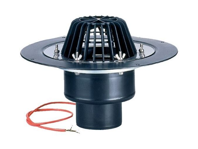HL Střešní vtok DN110 s pevnou izolační přírubou a izolační svorkou, s elektrickým ohřevem (10-30W, 230V)