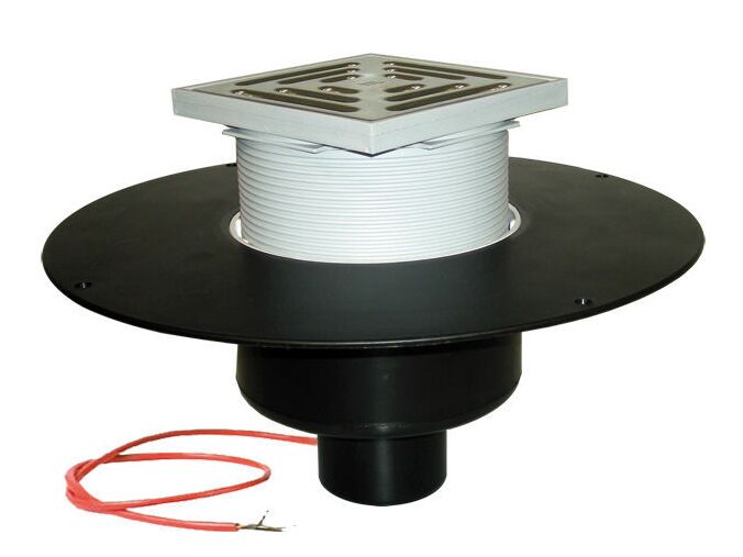 HL Střešní vtok DN110 svislý s PP izolační přírubou, s elektrickým ohřevem 10-30W/230V