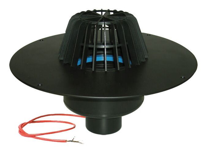 HL Střešní vtok DN75 svislý s PP izolační přírubou a elektrickým vyhříváním 10-30W/230V