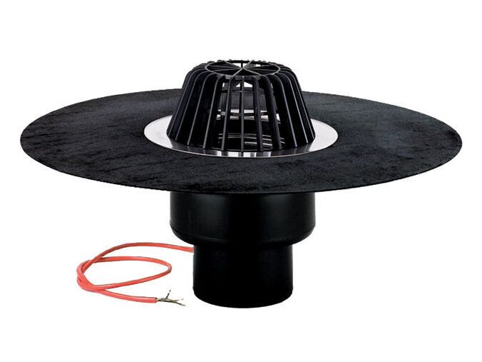 HL Střešní vtok DN125 svislý s asfaltovou manžetou, s elektrickým ohřevem 10-30W, 230V