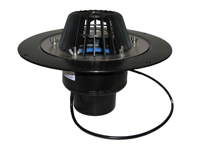 HL Střešní vtok DN110 s PVC pevnou izolační přírubou a s elektrickým ohřevem (10-30W, 230V)