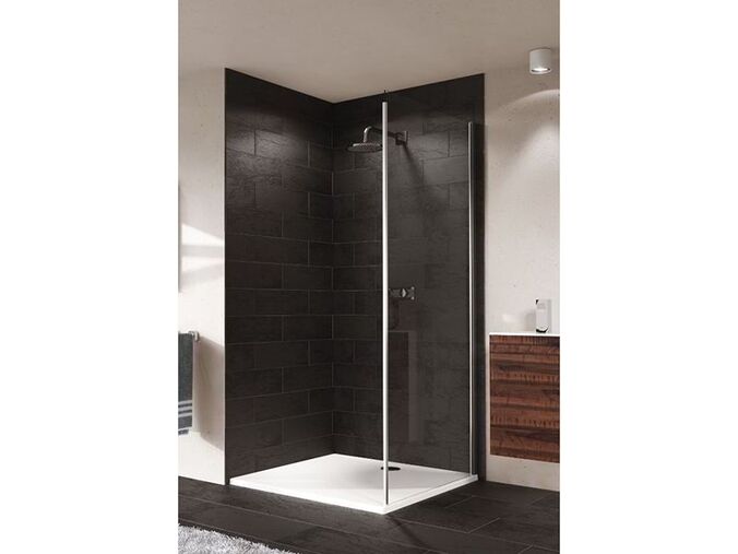 Hüppe Aura elegance pevná boční stěna 190x98,5-100,5 cm, chrom lesk, dekor transparent
