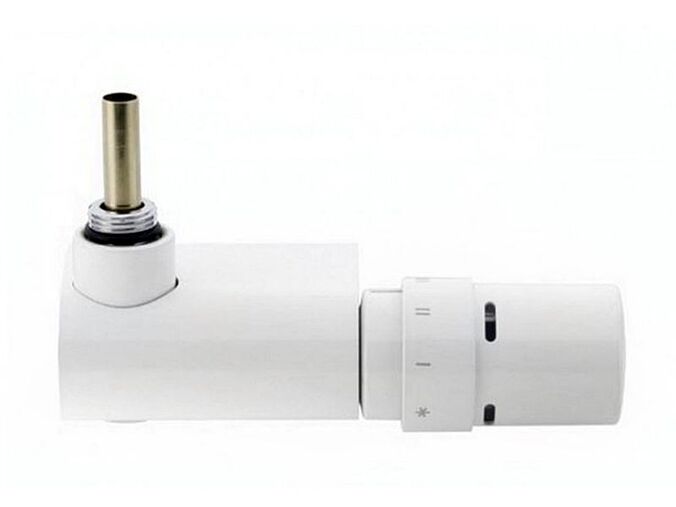 Isan rohový termostatický ventil pro jednobodové připojení s distribuční tyčí, sada č. 46, bílá