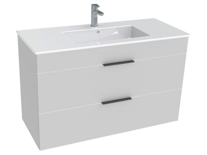 Jika Cube Skříňka s umyvadlem 100x43x62,2 cm, 2x zásuvka, bílá/bílá lesk